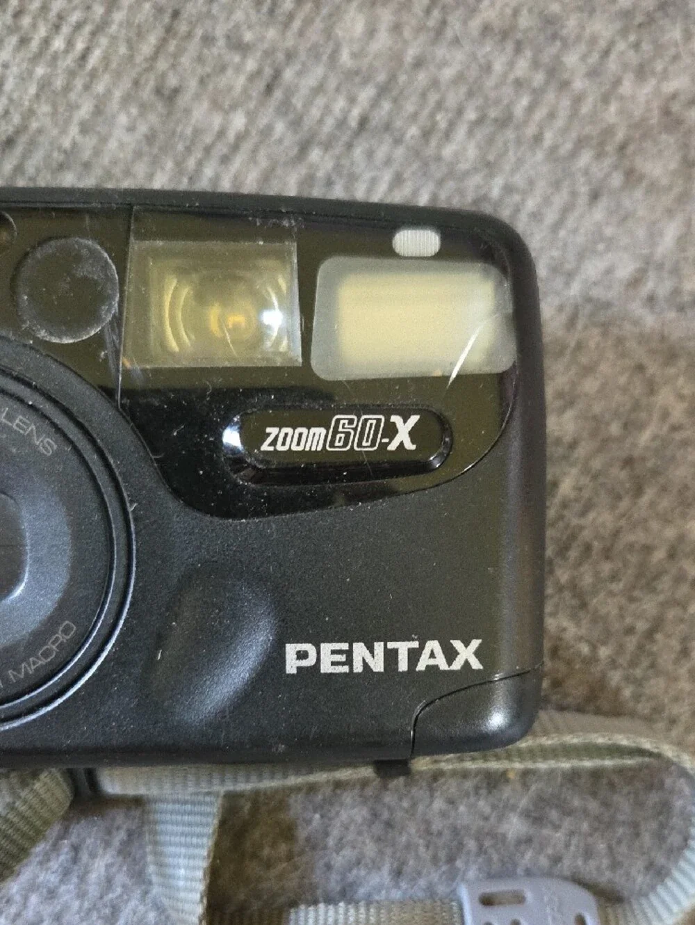 Pentax Compact Film Camera in Black with Wrist Strap